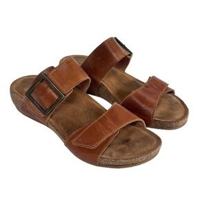 Taos My Dear Leather Strappy Cork Wedge Heel Sandal Shoe Spain Womens 7-7.5 38